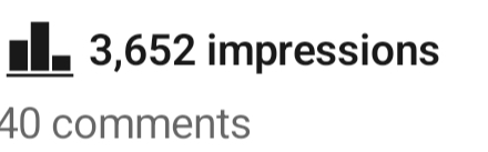 LinkedIn post stats: 3,652 impressions and 40 comments